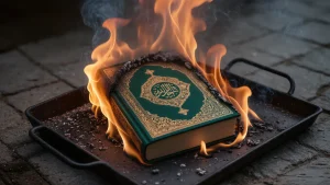 Corán quemándose